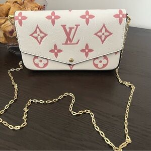 Louis Vuitton White and Pink Monogram Crossbody Bag